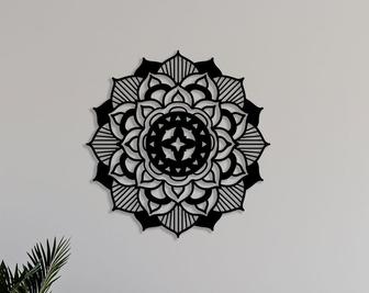 Black Mandala Metal Wall Decoration, Mandala Wall Hanging Art, Bohemian Wall Art, Spiritual Wall Art - Thegiftio