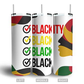 Blackity Juneteenth Celebration 1865 Checklist African Black Skinny Tumbler - Seseable