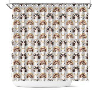 Bohemian Rainbow Pattern And Moon Basic Style Boho Shower Curtain - Seseable