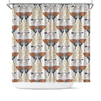 Boho Butterfly Animal And Flowers Shower Curtain - Seseable