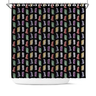 Boho Crystal Black Pattern Magic Boho Shower Curtain - Seseable