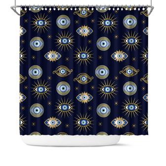 Boho Evil Eyes Pattern Shining Boho Shower Curtain - Seseable
