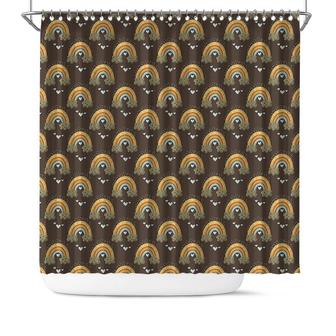 Boho Rainbow Pattern Brown Color Abstract Boho Shower Curtain - Seseable