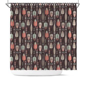 Boho Style Colorful Feather Geometric Pattern Home Living Shower Curtain | Seseable UK