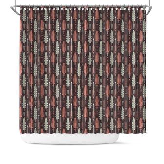 Boho Tribal Design Feather Geometric Pattern Shower Curtain - Seseable