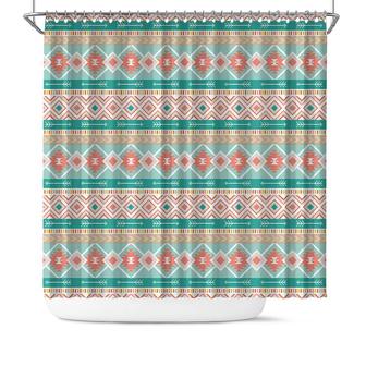 Boho Tribal Line Pattern Multicolor Ethnic Mudcloth Home Shower Curtain - Seseable