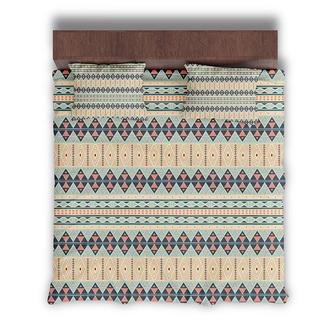 Boho Tribal Oval Shape Ethnic Modern Pattern 3 Pieces Bedding Set - Seseable