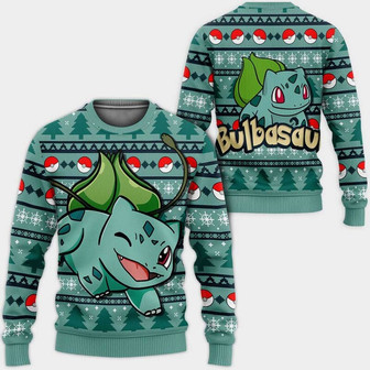 Bulbasaur Christmas Ugly Sweater, Bulbasaur Pocket Monster Ugly Christmas Sweatshirt - Thegiftio UK