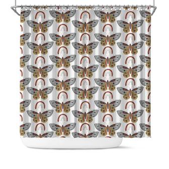 Butterfly And Rainbow Nature Boho Gift Shower Curtain - Seseable