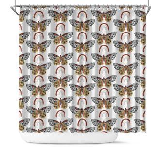 Butterfly And Rainbow Nature Boho Gift Shower Curtain - Seseable