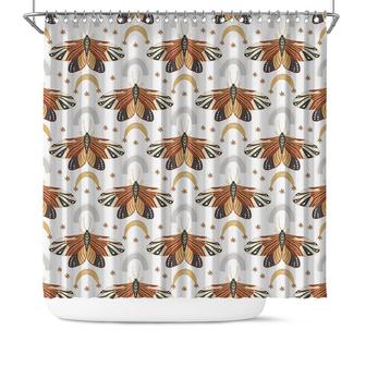 Butterfly Moon Rainbow Boho Style Idea Shower Curtain - Seseable