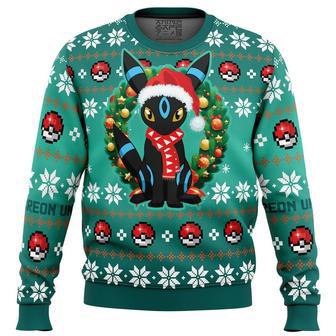 Christmas Umbreon Pokemon Ugly Christmas Sweater, Ugly Christmas Sweater For Men Women | Favorety