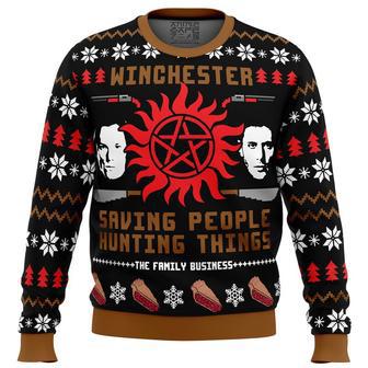 Christmas with the Winchesters Supernatural Ugly Christmas Sweater, Ugly Christmas Sweater For Men Women | Favorety