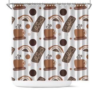 Coffee Rainbow Abstract Boho Seamless Pattern Shower Curtain - Seseable