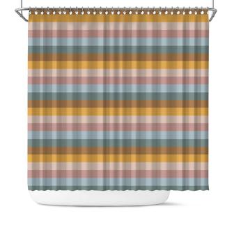 Colorful Line Simple Design For Kids Boys Girls Bath Living Boho Shower Curtain - Seseable