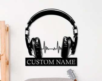 Custom Earphones Metal Wall Art, Personalized Headphones Decor, Musical Instrument, Music Lovers Gift - Thegiftio