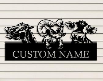 Custom Farmhouse Animal Metal Wall Decor, Personalized Name Sign, Funny Wall Decor, Outdoor Barn Country House Art - Thegiftio UK