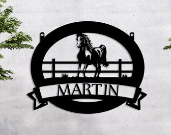 Custom Horse Metal Wall Sign, Personalized Ranch Sign, Entrance Sign, Farm Name Sign - Thegiftio UK