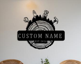 Custom Lumberjack Metal Wall Sign, Personalized Carpenter Wall Decor, Home Outdoor Decor - Thegiftio UK