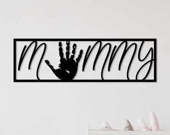 Custom Metal Baby Hand Print Keepsake, Personalized Baby Hand Print with Mommy Word Wall Art - Thegiftio UK