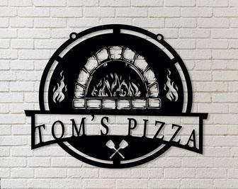Custom Metal Pizza Oven Wall Sign, Kitchen Decor, Personalized Oven Name Sign, Outdoor Wall Decor - Thegiftio UK