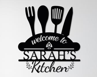 Custom Metal Sign for Kitchen, Personalized Kitchen Name Sign, Customizable Mom's Kitchen - Thegiftio UK