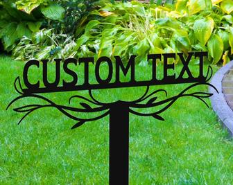 Custom Metal Text Garden Stakes, Personalized Garden Sign, Garden Marker, Outdoor Sign - Thegiftio