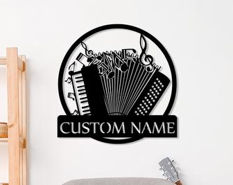 Custom Music Metal Wall Art, Personalized Accordion Decor, Music Lovers Gift, Customized Name Gift for Musician - Thegiftio