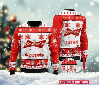 Customized Bud-weiser Beer Ugly Christmas Sweater, Bud-weiser Beer Sweatshirt, Beer Logo All Over Print Sweater | Favorety CA