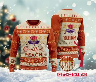 Customized Crown Royal Peach Ugly Christmas Sweater, Crown Royal Whisky Sweatshirt | Favorety CA