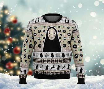 Customized No Face and Soot Sprites Ugly Christmas Sweater, Spirited Away Sweatshirt | Favorety AU