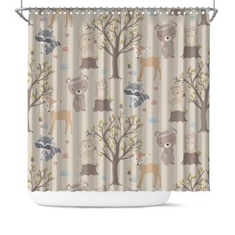 Cute Animal Lovers Forest Boho Woodland Paper Pattern Bath Shower Curtain - Seseable