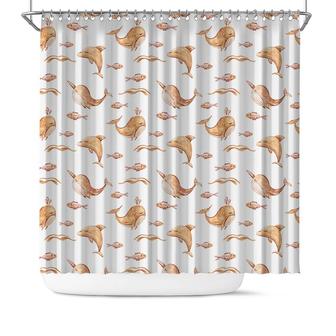Cute Whale Watercolor Pattern Boho Lovers Home Living Shower Curtain | Seseable CA