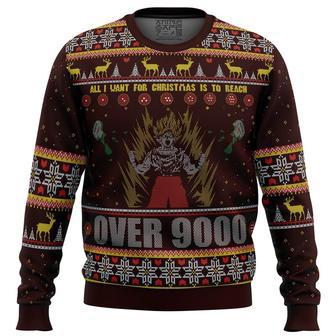 DBZ Goku Over 9000 Dragon Ball Z Ugly Christmas Sweater, Ugly Christmas Sweater For Men Women | Favorety AU