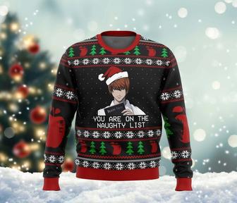 Death Note Naughty List Ugly Christmas Sweater, Anime Cartoon Sweatshirt, Japanese Manga All Over Print Sweater | Favorety AU