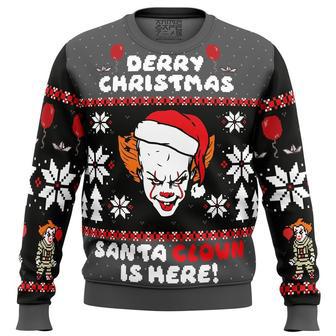 Derry Christmas Pennywise the Clown Ugly Christmas Sweater, Ugly Christmas Sweater For Men Women | Favorety