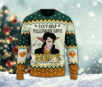 Elvis Presley Long Live The King Ugly Xmas Sweater, King of Rock Sweatshirt, Rock n Roll All Over Print Sweater | Favorety