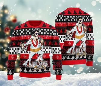 Elvis Presley Meme Ugly Christmas Sweater, King of Rock Sweatshirt, Rock n Roll All Over Print Sweater | Favorety DE