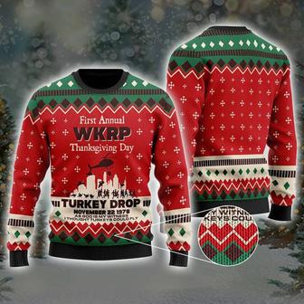 First Annual WKRP Turkey Drop Christmas Ugly Sweater, First Annual WKRP Christmas Sweatshirt | Favorety CA