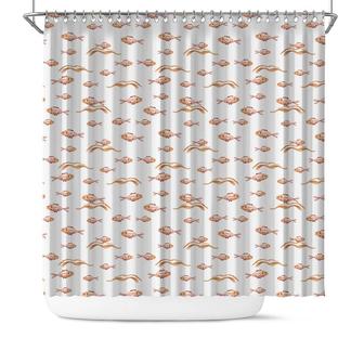 Fishes Pattern Beach Watercolor Gift Idea Bath Living Boho Shower Curtain - Seseable