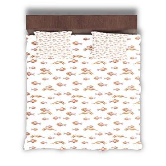 Fishes Pattern Beach Watercolor Gift Idea Living Boho 3 Pieces Bedding Set - Seseable