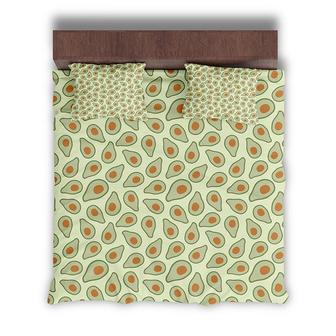 Funny Avocado Pattern Boho Abstract Color Pieces And Line 3 Pieces Bedding Set - Seseable