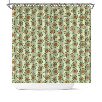 Funny Avocado Pattern Boho Abstract Color Pieces And Line Shower Curtain - Seseable