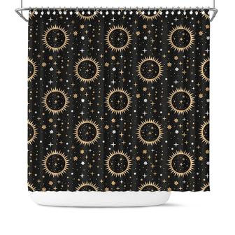 Glittering Night Star Moon Celestial Boho Shower Curtain - Seseable