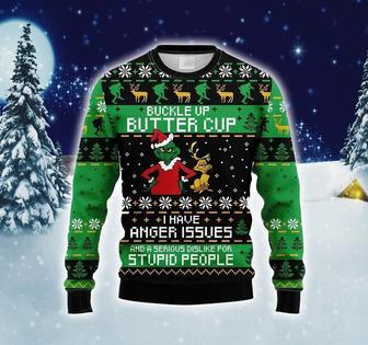 Griinch Buckle Up Butter Cup Ugly Xmas Sweater, Griinch Cartoon Sweatshirt, Griinch Stole Christmas | Favorety AU