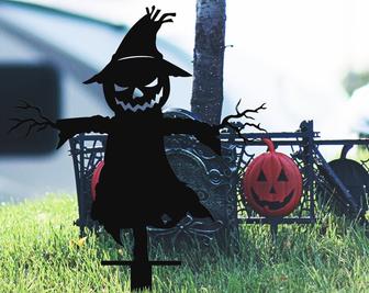 Halloween Scarecrow Metal Garden Stakes, Outdoor Halloween Decor, Halloween Decor, Metal Garden Scary Decor - Thegiftio