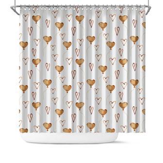 Heart Balloon Watercolor Boho Pattern Gift Idea Shower Curtain - Seseable