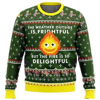 HOWLS MOVING CASTLE Calcifer Fire is so Delightful Ugly Christmas Sweater, Ugly Christmas Sweater For Men Women | Favorety