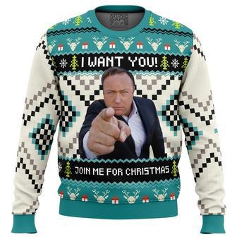 I Want You Alex Jones Ugly Christmas Sweater, Ugly Christmas Sweater For Men Women | Favorety