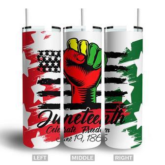 Juneteenth Celebrate Freedom June 1865 African American Flag Skinny Tumbler - Seseable